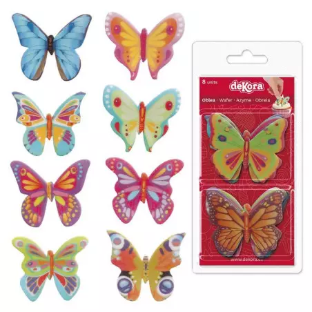 8 Papillons en Azyme Coloris Assortis