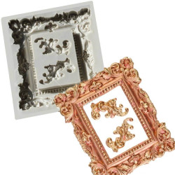 LARGE silicone mould frame BAROQUE + ornaments