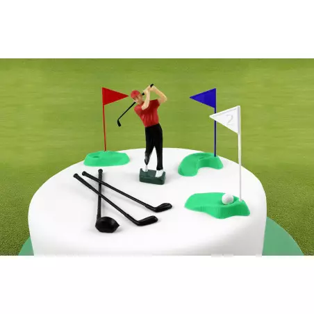 Set decoration GOLF plastic - player, clubs and flags