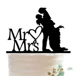 'Mr and Mrs' Silhouettes sujet pour gâteau de mariage