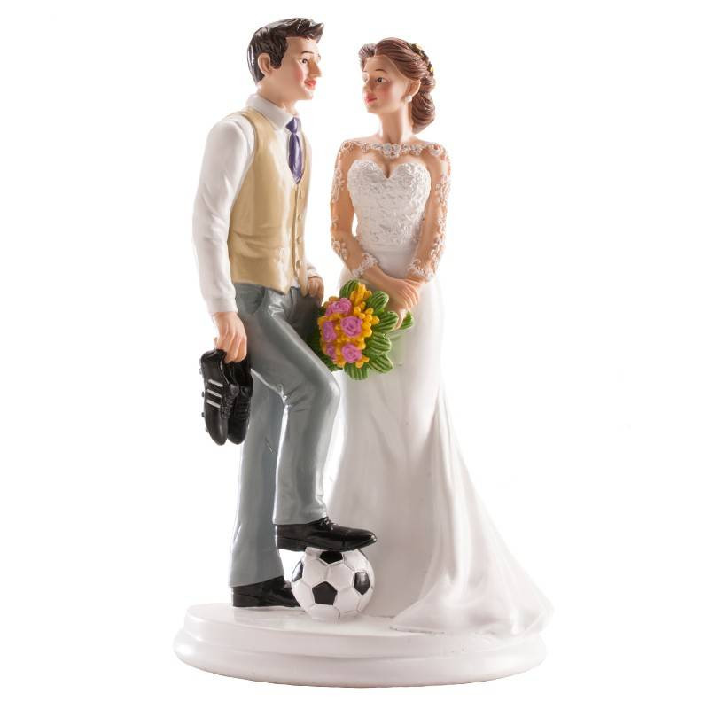 Sujet de Mariage Couple et Ballon de football 18 cm
