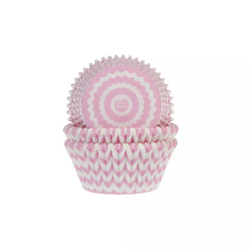 50 Cajas de Cupcakes Chevron Rosa y Blanco