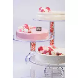 Transparent display of cakes in plexy