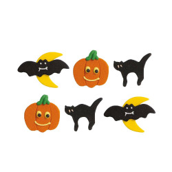 6 Calabazas, gatos y murciélagos en el azúcar de Halloween