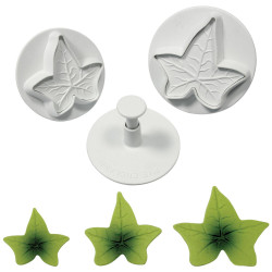 3 push-piece cutters with ivy leaf