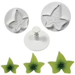3 push-piece cutters with ivy leaf