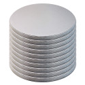 Set of 10 thick trays ROUND silver