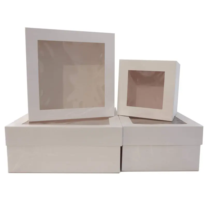 20 Boîtes Pâtisserie Avec Fenêtre - 21.5x14x5.1 Cm - Carton Blanc - Pour Cookies, Cupcakes