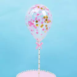 Topper ballon confettis rose
