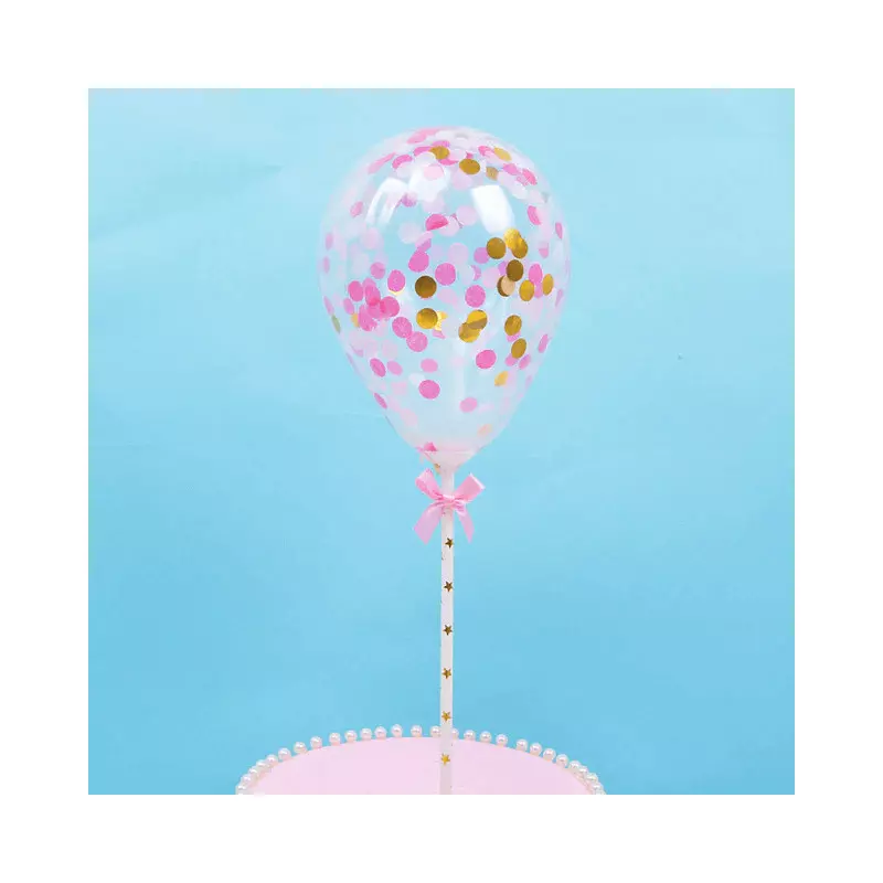 Topper ballon confettis rose