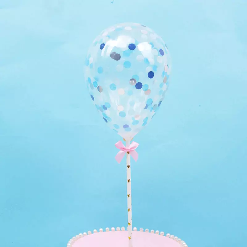 Topper ballon confettis bleu