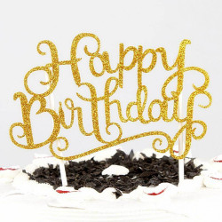 Topper Happy Birthday or pailleté