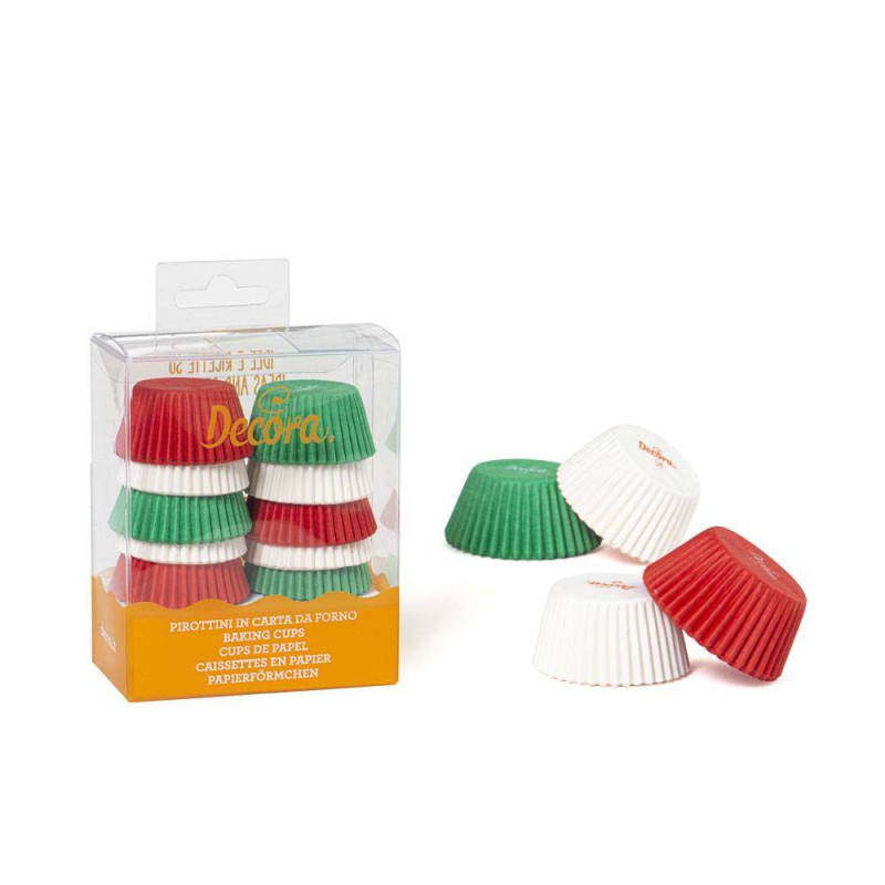200 mini caissettes à cupcakes rouge blanc et vert