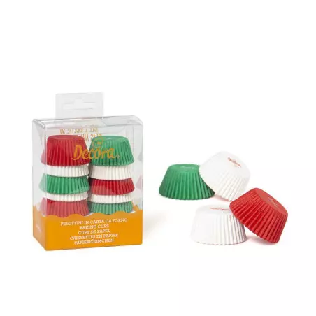 200 mini caissettes à cupcakes rouge blanc et vert
