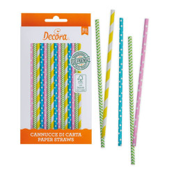 80 Straw sticks in pink and gold paper
