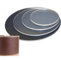 2 round acrylic discs with ganache right angle