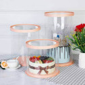 Round transparent and pink gold cake box