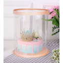 Round transparent and pink gold cake box
