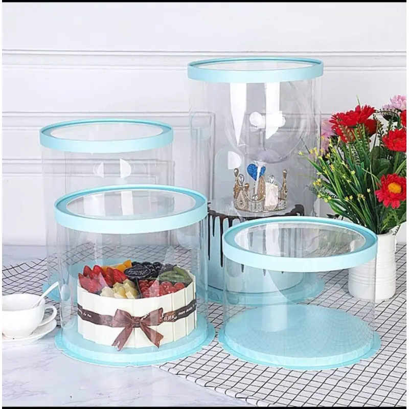 Vebetter Lot De 2 Boîtes à Gâteau Transparente 18x18x18 Cm – 4 Pouces, Avec Ruban Et Socle, Réutilisable Mariage Anniversaire Cupcakes