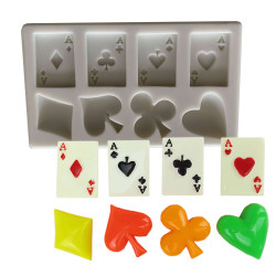 Silicone poker mould and playing cards