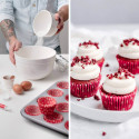 75 red with white polka dots cupcake trays