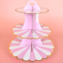 Pink and white cupcake stand on 3 levels