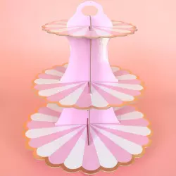 Stand à cupcakes rose et blanc sur 3 niveaux