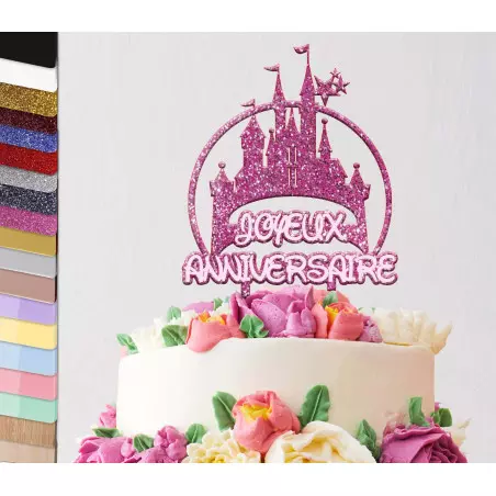 Topper gâteau personnalisé Chateau Disney Anniversaire