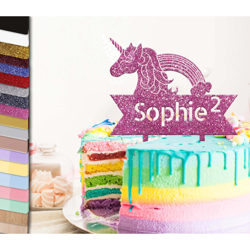 Topper personalized Unicorn cake and banner