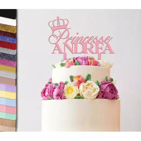 Topper gâteau personnalisé Princesse couronne