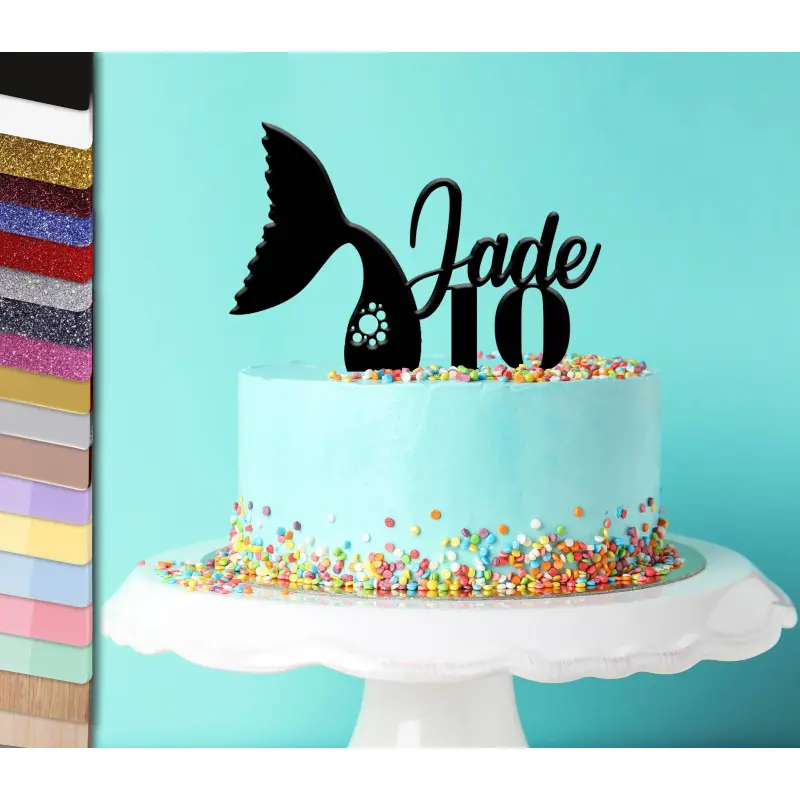 Topper gâteau personnalisé queue de sirène - Planète Gateau