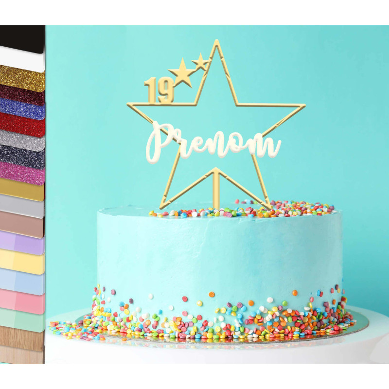 Topper personalized cake First name big star