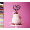 Topper gâteau personnalisé Initiale Coeur 3D