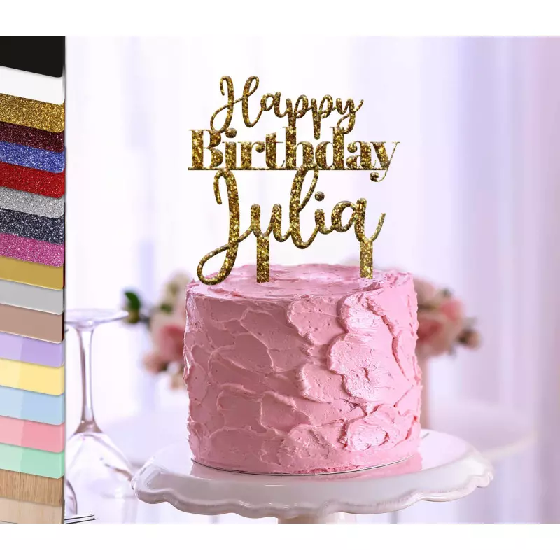 Topper gâteau personnalisé Birthday 2 styles d'écritures - Planète