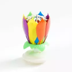 Bougie fleur multicolor magique rotative et musicale