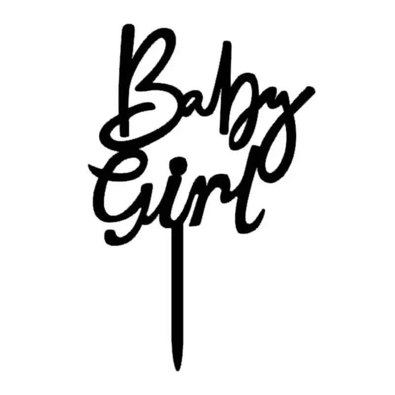 Topper gateau en acrylique noir BABY GIRL - Planète Gateau
