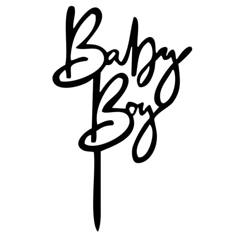 Topper acrylique noir pour gateau BABY BOY - Planète Gateau