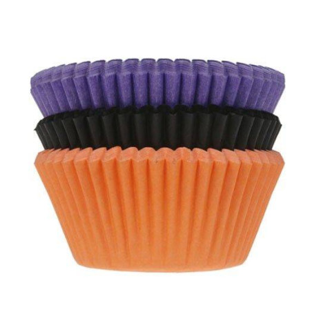 75 Caissettes à cupcakes noir , orange et violet