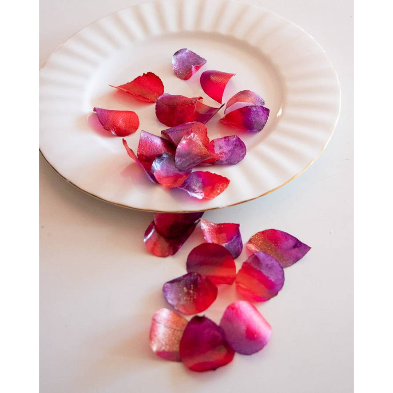 Pétales de rose comestibles rouge et violet