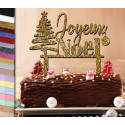 Topper pastel personalizado de Navidad y su árbol contemporáneo