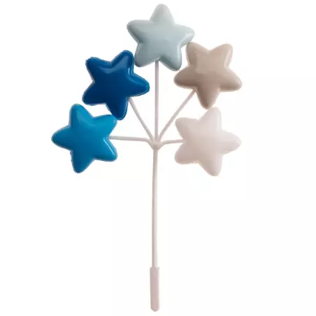 Branche de 5 étoiles en plastique bleu 17 cm