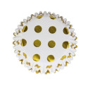 30 white cupcake trays with gold dots PME