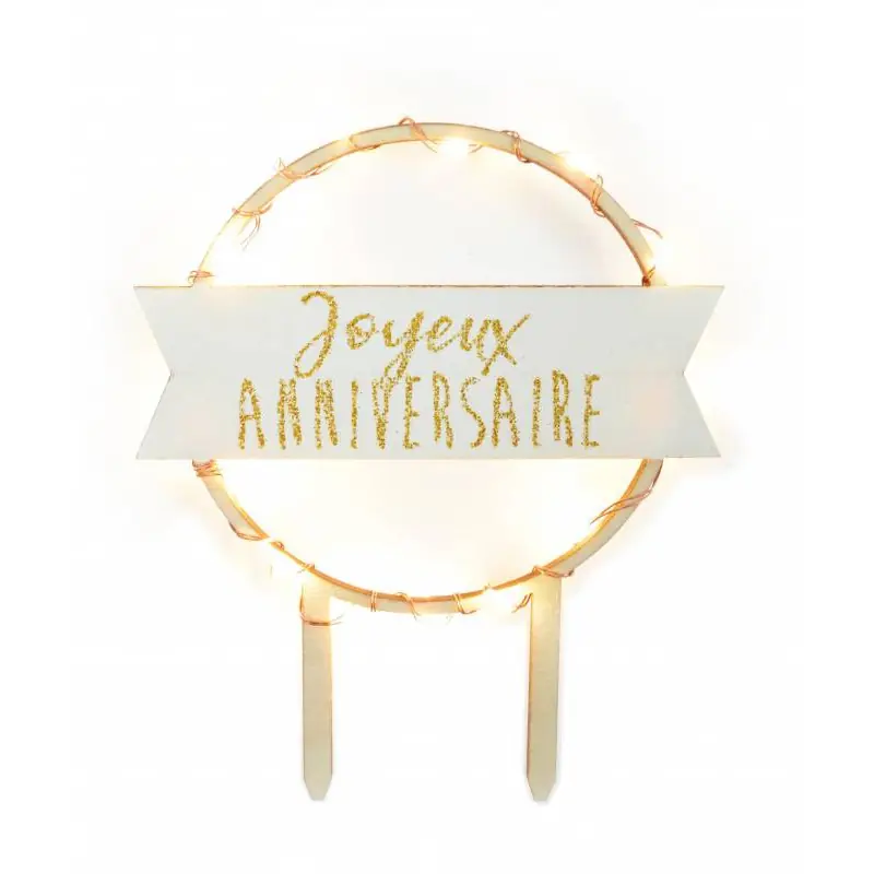 Plat à Gâteau Lumineux Rond ScrapCooking - Plateau En Bois Avec LEDs, Diamètre 26.5 Cm - Décoration Anniversaire, Noël, Fêtes - 2