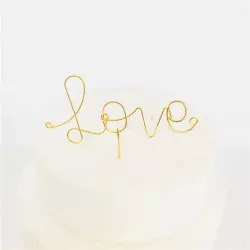 Cake topper personnalisé prénom en fil doré, argenté, cuivré ou noir - –  Mani et Lou
