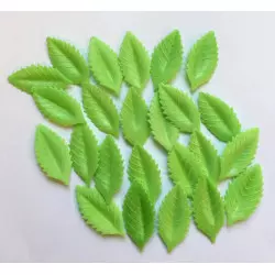 Décos azyme 6 églantines + 6 feuilles vertes