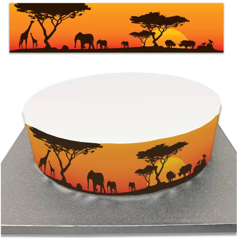Contour de Gâteau Animaux Savane et Jungle 3 bandes de sucre 6,5cm de haut