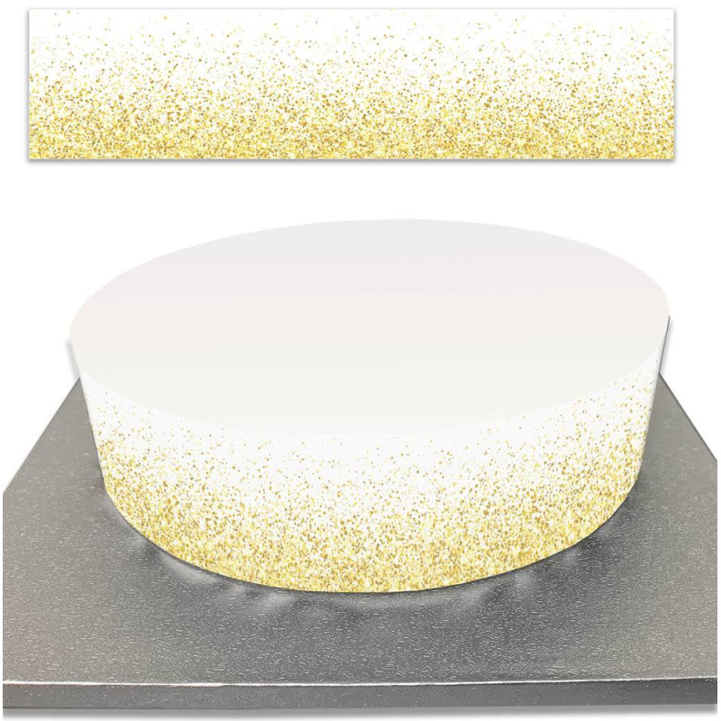 El contorno del pastel de azúcar en escamas de oro
