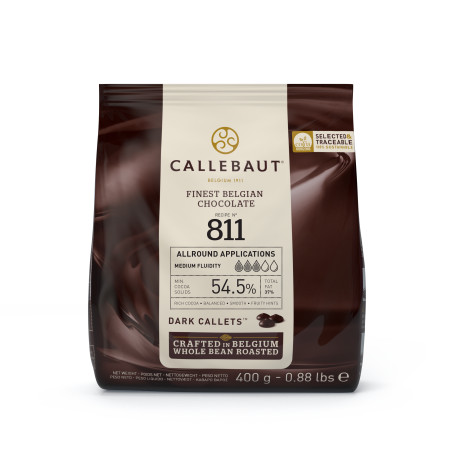 Chocolat noir de couverture 811 Callebaut 54,5% Gallets 400g