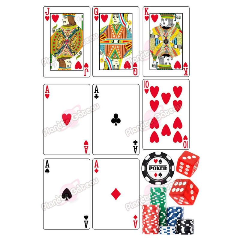 Impresión de comida CASINO y juego de cartas de Poker