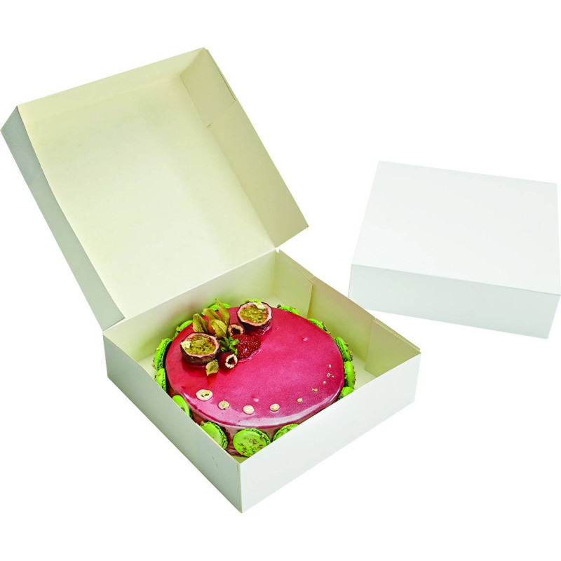 Lot De 50 Boîtes à Tarte Carrées Blanches 23 X 5 Cm – Emballages Pâtisseries & Gâteaux Parfaits